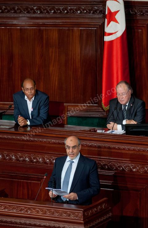 23 octobre 2012 : Discours des trois présidents Moncef Marzouki, M. Ben Jaafar et H. Jebali à la séance plénière solennelle de l’Assemblée Nationale Constituante pour le premier anniversaire des élections du 23 octobre 2011 en présence des trois présidents Moncef Marzouki, Président de la République, Hammadi Jebali, Président du Gouvernement et Mustapha Ben Jaafar, Président de l'Assemblée.