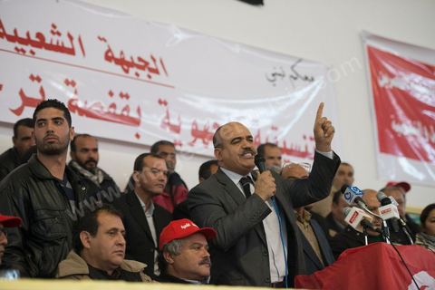 6 janvier 2013 : Meeting du Front populaire, qui rassemble les principaux partis d'extrême gauche,  à Gafsa, le 6 janvier 2013. Hama Hamami, leader du Parti des travailleurs, était le principal intervenant.