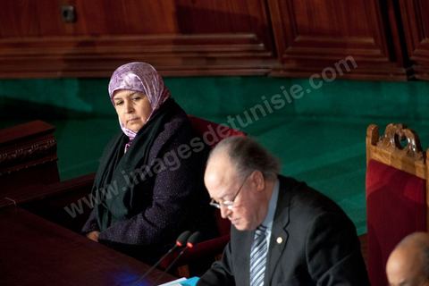 14 février 2013 : Maherzia Labidi, vice présidente de l'ANC et Mustapha Ben Jaafar, Président de l'ANC. Convocation d'une séance extraordinaire à l'Assemblée Constituante pour débattre de la situation de crise polituqe en cours suite à l'assassinat de Chokri Belaid et l'annonce d ela formation d'un gouvernement de technocrates par Hammadi Jebali, Premier Ministre