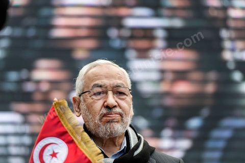 16 février 2013Rached Ghannouchi, président d'Ennahdha, à la Manifestation organisée le 16 février 2013 pour défendre la légitimité de l'Assemblée constituante et le principe d'un gouvernement politique.