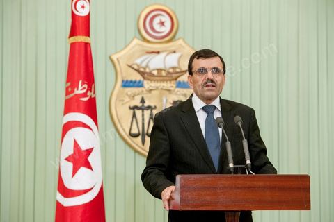 22 février 2013 : Palais Présidentiel de Carthage, Moncef Marzouki, Président de la République, reçoit Ali Laryedh, le nouveau Premier Ministre, choisit par le parti Ennahdha. Le Président remet sa décision au Premier Ministre. Puis intervention de Ali Laryedh. 