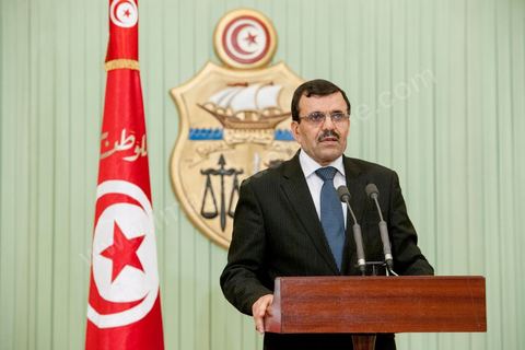 22 février 2013 : Palais Présidentiel de Carthage, Moncef Marzouki, Président de la République, reçoit Ali Laryedh, le nouveau Premier Ministre, choisit par le parti Ennahdha. Le Président remet sa décision au Premier Ministre. Puis intervention de Ali Laryedh. 