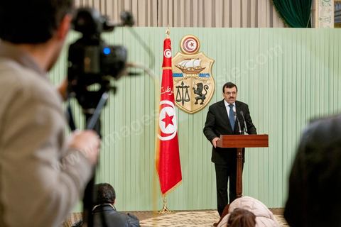 22 février 2013 : Palais Présidentiel de Carthage, Moncef Marzouki, Président de la République, reçoit Ali Laryedh, le nouveau Premier Ministre, choisit par le parti Ennahdha. Le Président remet sa décision au Premier Ministre. Puis intervention de Ali Laryedh. 