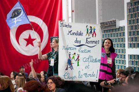 26 mars 2013 : ouverture du premier Forum Social Mondial (FSM) en terre arabe avec une grande conférence sur la Femme au Campus universitaire d'El Manar à Tunis. Un autre monde possible.