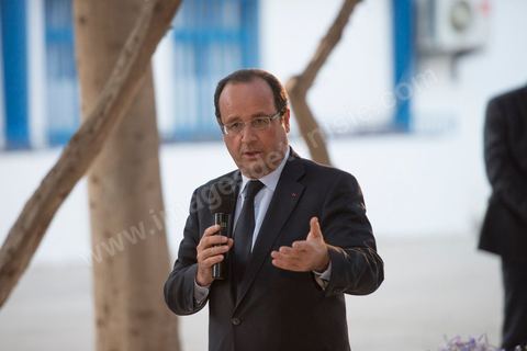 4 juillet 2013 : François Hollande au Lycée français Gustave Flaubert à la Marsa, lors de sa visite d'Etat à Tunis les 4 et 5 juillet 2013.