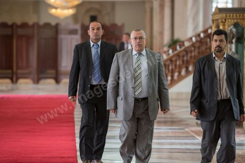5 juillet 2013 : Noureddine Bihri, Ministre auprès du Premier ministre, lors de la Réception de François Hollande à l'Assemblée nationale constituante, pendant de la visite d'Etat de Président de la République française à Tunis les 4 et 5 juillet 2013.