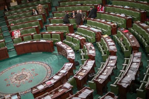 L'hémicycle pendant une interruption de séance.
