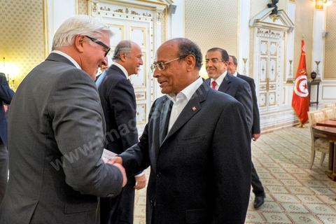 24 avril 2014 : Rencontre et entretien des deux Ministres des Affaires étrangères français et allemand avec le Président de la République Tunisienne Moncef Marzouki au Palais présidentiel de Carthage. Visite conjointe de Laurent Fabius, Ministre des Affaires Etrangères français et de son homologue allemand Frank-Walter Steinmeier à Tunis pour deux jours.