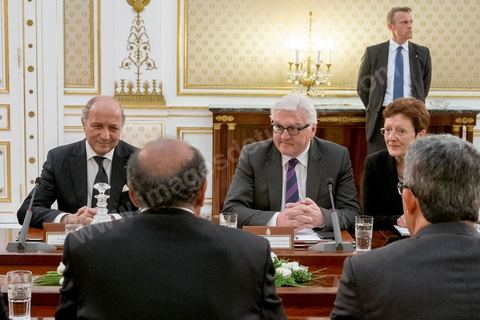 24 avril 2014 : Rencontre et entretien des deux Ministres des Affaires étrangères français et allemand avec le Président de la République Tunisienne Moncef Marzouki au Palais présidentiel de Carthage. Visite conjointe de Laurent Fabius, Ministre des Affaires Etrangères français et de son homologue allemand Frank-Walter Steinmeier à Tunis pour deux jours.