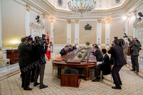 24 avril 2014 : Rencontre et entretien des deux Ministres des Affaires étrangères français et allemand avec le Président de la République Tunisienne Moncef Marzouki au Palais présidentiel de Carthage. Visite conjointe de Laurent Fabius, Ministre des Affaires Etrangères français et de son homologue allemand Frank-Walter Steinmeier à Tunis pour deux jours.
