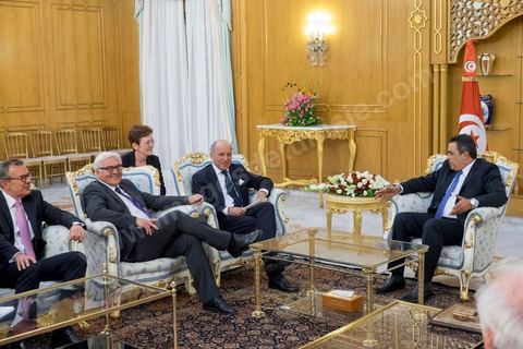 24 avril 2014 : Rencontre et entretien des deux Ministres des Affaires étrangères français et allemand avec le Premier Ministre tunisien Mehdi Jomaa à Carthage. Visite conjointe de Laurent Fabius, Ministre des Affaires Etrangères français et de son homologue allemand Frank-Walter Steinmeier à Tunis pour deux jours.
