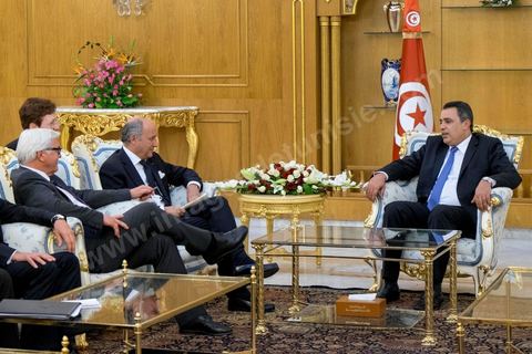 24 avril 2014 : Rencontre et entretien des deux Ministres des Affaires étrangères français et allemand avec le Premier Ministre tunisien Mehdi Jomaa à Carthage. Visite conjointe de Laurent Fabius, Ministre des Affaires Etrangères français et de son homologue allemand Frank-Walter Steinmeier à Tunis pour deux jours.