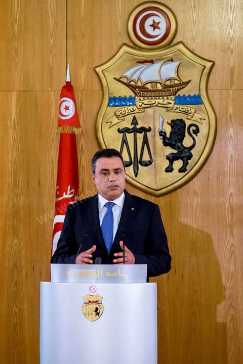14 mai 2014 : Conférence de presse de Mehdi Jomaa, chef du gouvernement, pour son bilan des 100 jours. en présence des membres de son gouvernement, des chefs et rédacteurs en chefs des médias tunisiens et étrangers.