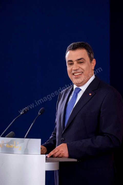 14 mai 2014 : Conférence de presse de Mehdi Jomaa, chef du gouvernement, pour son bilan des 100 jours. en présence des membres de son gouvernement, des chefs et rédacteurs en chefs des médias tunisiens et étrangers.