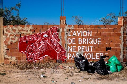Oeuvres de l'artiste polonais M-CITY pour le Projet DjerbaHood : après la Tour Paris 13, la team Itinerrance dépose ses valises dans un village traditionnel de l’île de Djerba, Erriadh. Depuis le début du mois de juillet, le village d’Erriadh se métamorphose petit à petit pour devenir un véritable musée à ciel ouvert. Une sélection d’artistes des quatre coins du monde ont été invités à s’exprimer dans ce décor unique à l’architecture authentique : murs blancs, portes bleues turquoises, dômes, veilles constructions et divers lieux abandonnés, autant de possibilités qui donneront naissance à des créations uniques aux couleurs locales.