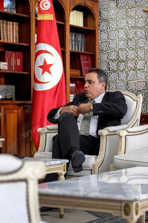 04 septembre 2014 : interview de Mehdi Jomaa, chef du houvernement tunisien dans son bureau