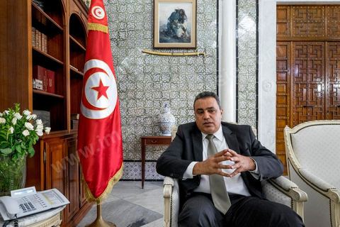 04 septembre 2014 : interview de Mehdi Jomaa, chef du houvernement tunisien dans son bureau