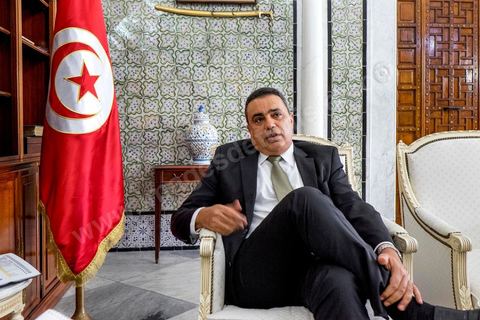 04 septembre 2014 : interview de Mehdi Jomaa, chef du houvernement tunisien dans son bureau