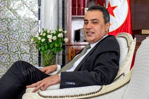04 septembre 2014 : interview de Mehdi Jomaa, chef du houvernement tunisien dans son bureau