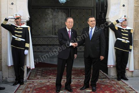 10 octobre 2014 : Visite du Secrétaire Général de l'ONU M. Ban Ki-Moon à Tunis ce vendredi 10 octobre. Rencontre avec le Premier Ministre Mehdi Jomaa à la Kasbah