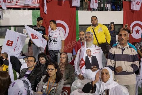 21 novembre 2014 : Meeting de cloture de Moncef Marzouki, président de la république en exercice, à Hammam Lif, le 21 novembre 2014, pour le 1er tour l'élection présidentielle du 23 novembre 2014.