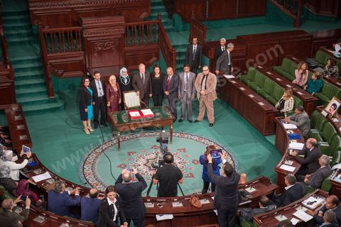 20 novembre 2014 : Séance de clôture de l'Assemblée Nationale Constituante afin de marquer la fin de ses travaux. Chaque député est venu signer une copie manuscrite de la Constitution. A cette occasion, Ben Jâafar a prononcé un discours dans lequel il a dressé le bilan de 3 ans de travaux de l’ANC et a salué la contribution des députés mais aussi celle de la société civile et des journalistes qui ont couvert les travaux de l’Assemblée et qui ont participé aux nombreux événements. 