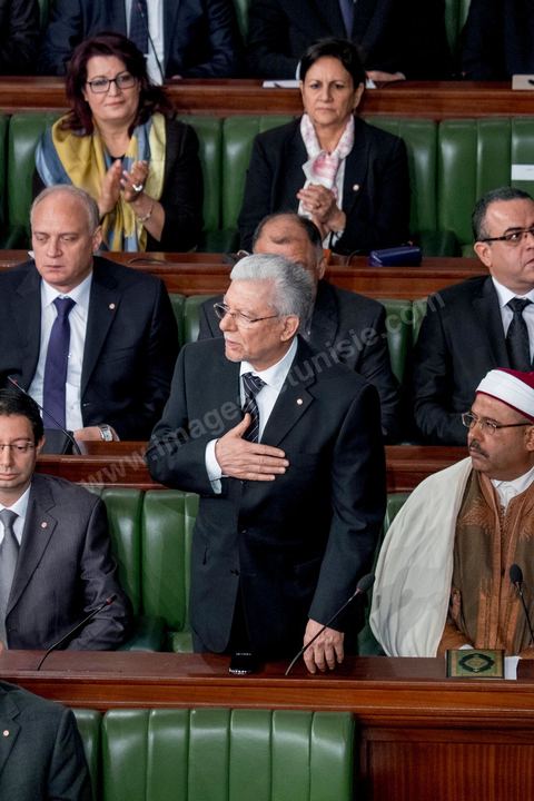 4 février 2015 : Taieb Baccouche, ministre des Affaires Etrangères.  Présentation du nouveau gouvernement de Habib Essid et discours de politique générale du nouveau Premier Ministre Habib Essid avant le vote de confiance au gouvernement à l'assemblée des Représentants du Peuple.