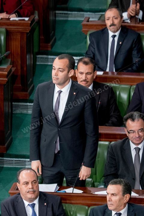 4 février 2015 : Yassine Brahim, Ministre du développement et de l’investissement. Présentation du nouveau gouvernement de Habib Essid et discours de politique générale du nouveau Premier Ministre Habib Essid avant le vote de confiance au gouvernement à l'assemblée des Représentants du Peuple.