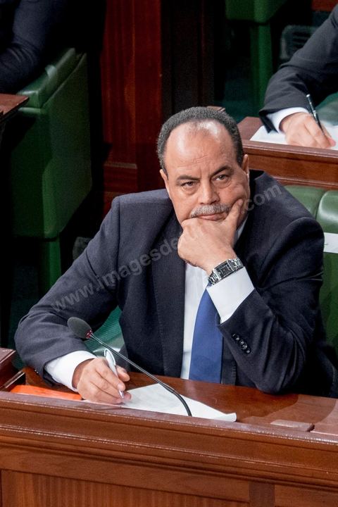 4 février 2015 :  Mohamed Najem Gharsalli, ministre de l'intérieur. Présentation du nouveau gouvernement de Habib Essid et discours de politique générale du nouveau Premier Ministre Habib Essid avant le vote de confiance au gouvernement à l'assemblée des Représentants du Peuple.