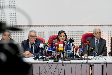 19 mars 2015 : Conférence de presse avec la minsitre de la culture qui promet la réouverture du musée du Bardo au publice mardi 24 mars. les autorités ouvrent à la presse dans la cadre d'une conférence l'accès au hall d'entrée du musée du Bardo à Tunis, lieu de l'attaque terroriste aui a fait 19 victimes tunisiennes et étrangères.