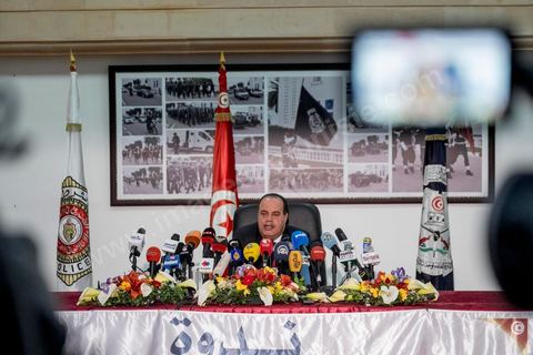 26 mars 2015 : Conférence de presse du ministre de l’Intérieur Najem Gharsalli, à la Direction générale des unités d’intervention à Bouchoucha. Il est revenu sur les détails de l’attaque terroriste du 18 mars, au musée du Bardo.