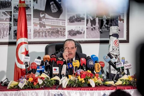 26 mars 2015 : Conférence de presse du ministre de l’Intérieur Najem Gharsalli, à la Direction générale des unités d’intervention à Bouchoucha. Il est revenu sur les détails de l’attaque terroriste du 18 mars, au musée du Bardo.