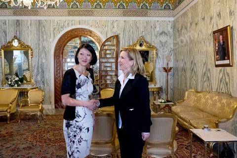 18 avril 2015 : Rencontre entre Fleur Pelerin, minsitre française de la culture et Salma Elloumi Rekik, minstre du tourimse tunisien au Palais de Carthage. Dans le cadre de la promotion de la Tunisie, la ministre française de la Culture Fleur Pelerin s'est rendue en Tunisie dans un voyage organisé par le ministère du tourisme avec une délégation de personnalités françaises et tunisiennes qui participent à la campagne de communication "La Tunisie, moi j'y vais".