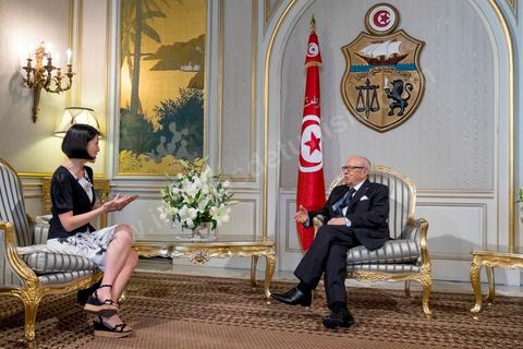 18 avril 2015 : Rencontre entre Fleur Pelerin, minsitre française de la culture et Béji Caïd Essebsi, président de la République tunisienne au Palais de Carthage. Dans le cadre de la promotion de la Tunisie, la ministre française de la Culture Fleur Pelerin s'est rendue en Tunisie dans un voyage organisé par le ministère du tourisme avec une délégation de personnalités françaises et tunisiennes qui participent à la campagne de communication "La Tunisie, moi j'y vais".