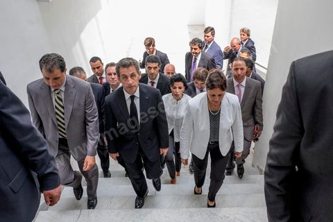 20 juillet 2015 : Viste des salles du musée du Bardo lieu de l'attaque terroriste du 18 mars. Visite de Nicolas Sarkozy en Tunisie à titre de Président du Pparti Les Républicains.