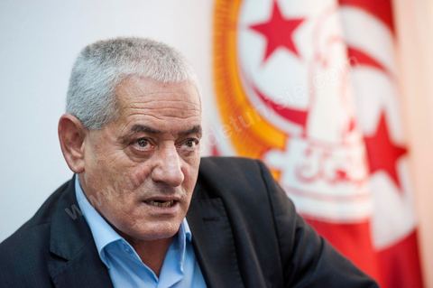 Houcine ABBASSI, le secrétaire Général de l'UGTT, Union Général des Travailleurs Tunisiens, syndicat des travailleurs et membres du quartet du Dialogue National Tunisien qui vient de recvoir le Prix Nobel de la Paix 2015 ce 9 octobre 2015. 