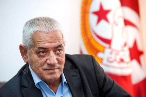 Houcine ABBASSI, le secrétaire Général de l'UGTT, Union Général des Travailleurs Tunisiens, syndicat des travailleurs et membres du quartet du Dialogue National Tunisien qui vient de recvoir le Prix Nobel de la Paix 2015 ce 9 octobre 2015. 