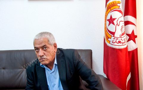 Houcine ABBASSI, le secrétaire Général de l'UGTT, Union Général des Travailleurs Tunisiens, syndicat des travailleurs et membres du quartet du Dialogue National Tunisien qui vient de recvoir le Prix Nobel de la Paix 2015 ce 9 octobre 2015. 