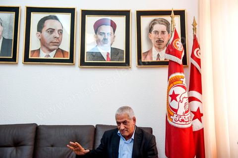 Houcine ABBASSI, le secrétaire Général de l'UGTT, Union Général des Travailleurs Tunisiens, syndicat des travailleurs et membres du quartet du Dialogue National Tunisien qui vient de recvoir le Prix Nobel de la Paix 2015 ce 9 octobre 2015. 