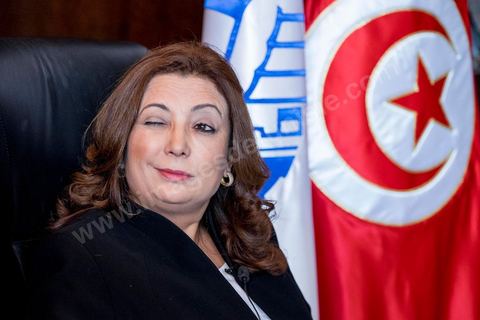 Wided Bouchamaoui, Présidente de l'UTICA, union des patrons tunisiens, la seule femme membre du quartet du Dialogue National Tunisien qui vient de recevoir le Prix Nobel de la Paix 2015 ce 9 octobre 2015. Dans son bureau quelques heures après l'annonce du Prix Nobel.