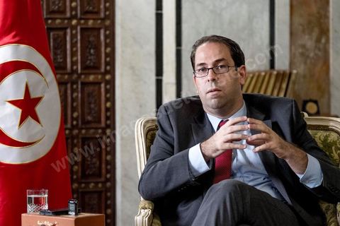 7 novembre 2016 : interview avec le Premier Ministre tunisien Youssef Chahed, au siège du gouvernement de la Kasbah.