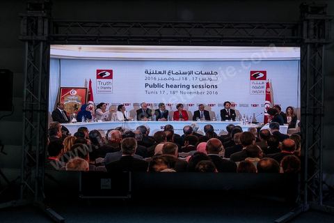 Auditions publiques de l'Instance Vérité Dignité, 18 novembre 2016. Les commissaires de l'IVD.