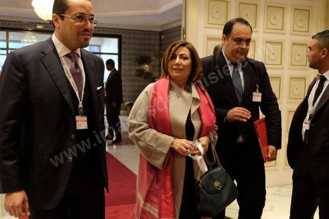 29 novembre 2016 : Wided Bouchamaoui, UTICA, à la Cérémonie d'ouverture de la Conférence Tunisia 2020 par président Tunisien Beji Caid Essebsi, avec Emir du Qatar, Premiers Ministres tunisien, français et algérien.