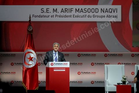 29 novembre 2016 : Cérémonie d'ouverture de la Conférence Tunisia 2020 par président Tunisien Beji Caid Essebsi, avec Emir du Qatar, Premiers Ministres tunisien, français et algérien.