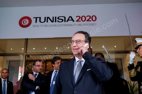 29 novembre 2016 : Hafedh Caïd Essebsi, Nidaa Tounes. Cérémonie d'ouverture de la Conférence Tunisia 2020 par président Tunisien Beji Caid Essebsi, avec Emir du Qatar, Premiers Ministres tunisien, français et algérien.