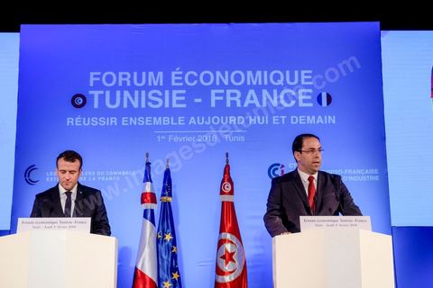 1er février 2018 : cloture du forum économique franco-tunisien par discours du premier ministre tunisien Youssef Chahed et du président français Emmanuel Macron dasn la cadre de sa visite d'état en Tunisie. 