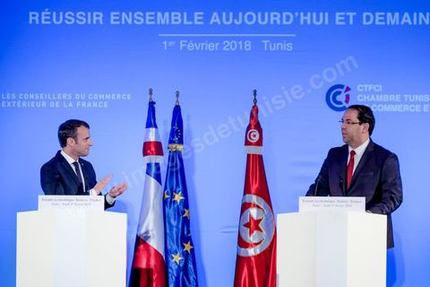 1er février 2018 : cloture du forum économique franco-tunisien par discours du premier ministre tunisien Youssef Chahed et du président français Emmanuel Macron dasn la cadre de sa visite d'état en Tunisie. 