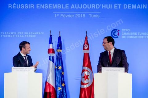 1er février 2018 : cloture du forum économique franco-tunisien par discours du premier ministre tunisien Youssef Chahed et du président français Emmanuel Macron dasn la cadre de sa visite d'état en Tunisie. 