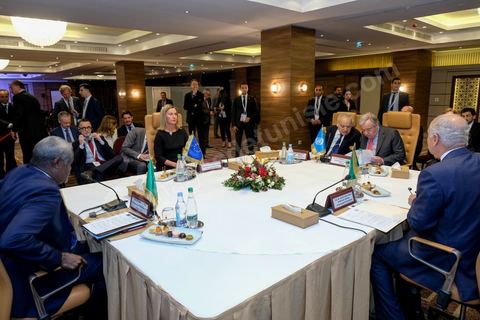 30 mars 2019 : Federica Mogherini à la réunion du quartet sur la Libye Tunis pour le sommet de la Ligue Arabe. En présence de Federica Mogherini, HRV/VP de l’UE, Moussa Faki, président commission Union Africaine, Antonio Guterres, secrétaire général ONU et Ahmed Aboul Gheit, secrétaire Général de la ligue arabe.