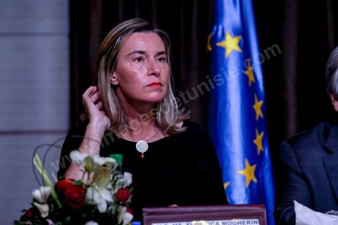 30 mars 2019 : Federica Mogherini à la coférence de presse suite à la réunion du quartet sur la Libye Tunis pour le sommet de la Ligue Arabe. En présence de Federica Mogherini, HRV/VP de l’UE, Moussa Faki, président commission Union Africaine, Antonio Guterres, secrétaire général ONU et Ahmed Aboul Gheit, secrétaire Général de la ligue arabe.
